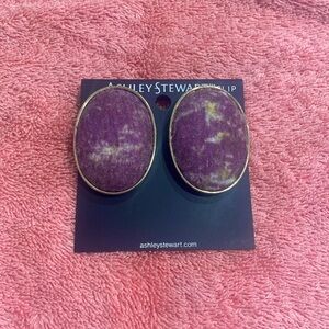 Beautiful textured purple and gold earrings by Ashley Stewart.